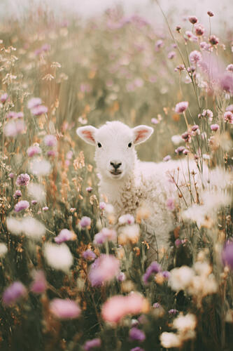 Sheep in Bloom Art Print