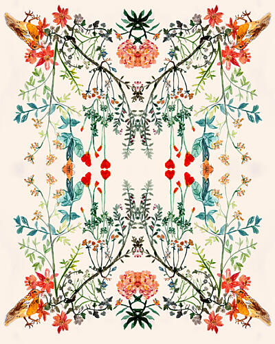 Vibrant Botanical Birds Art Print