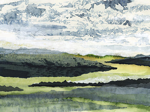 Serene Watercolor Landscape Art Print