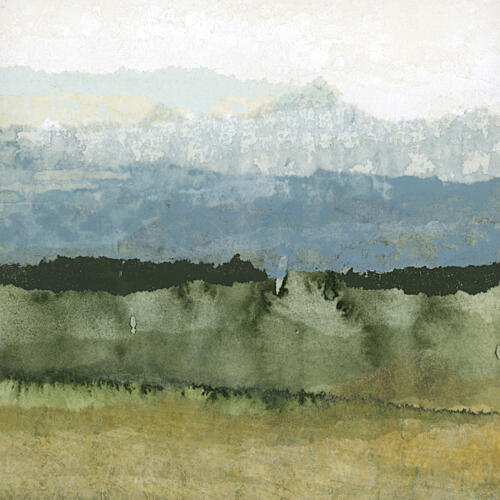 Misty Green Landscape Art Print
