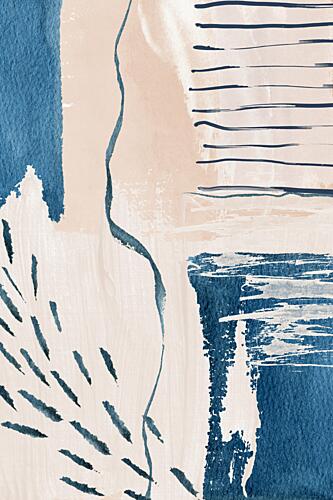 Abstract Indigo Beige Strokes Art Print by Sally Ann Moss