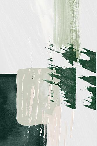 Modern Green Abstract Strokes Art Print