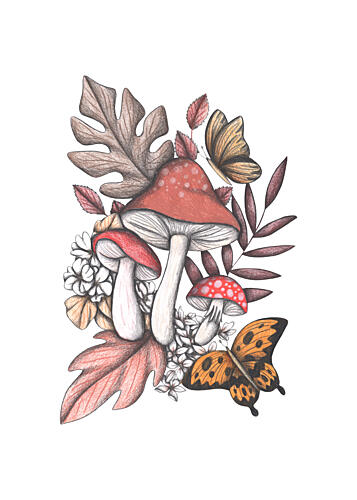 Autumn Mushroom Grove Art Print by Cecilia Battaini