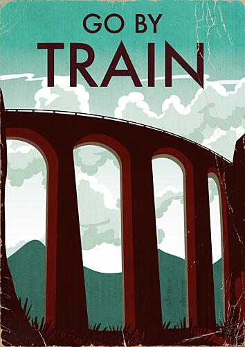 Vintage Train Viaduct Art Print
