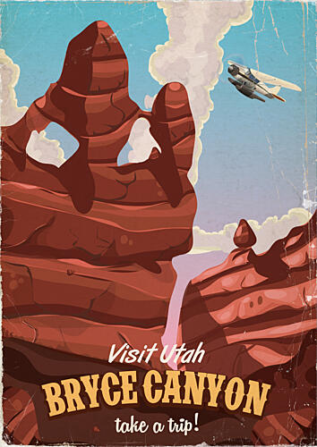 Bryce Canyon Vintage Flight Art Print
