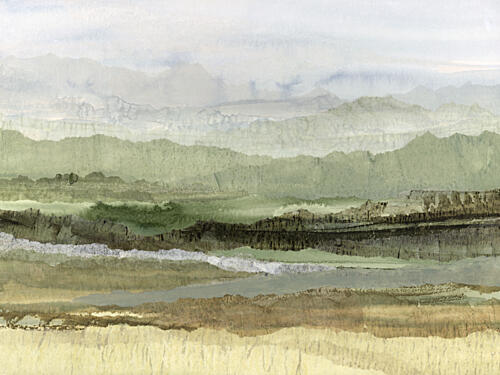 Misty Green Valley Art Print