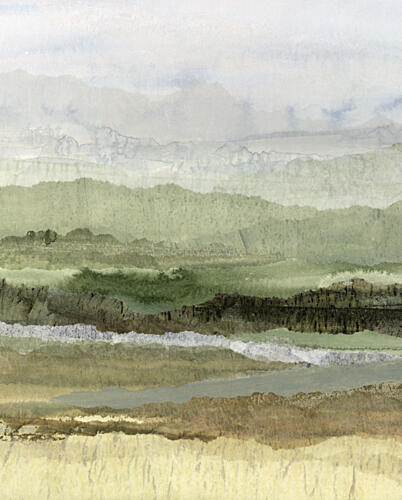 Layered Green Landscape Art Print