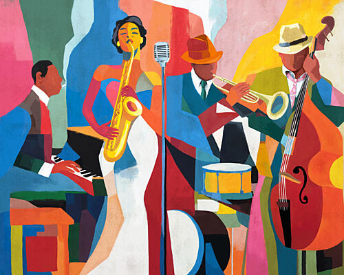 Vibrant Jazz Ensemble Dance Print