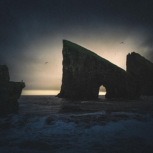 Dramatic Sea Arch Cliffs Art Print by Larry Deng Apa