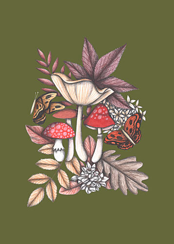 Woodland Mushroom Delights Art Print