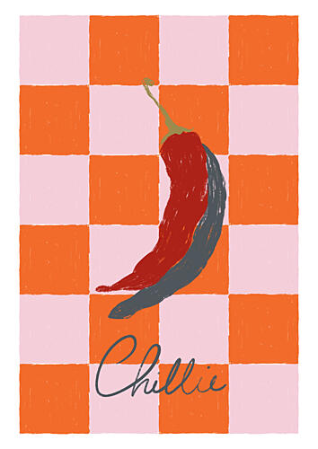 Spicy Chili Checkerboard Art Print