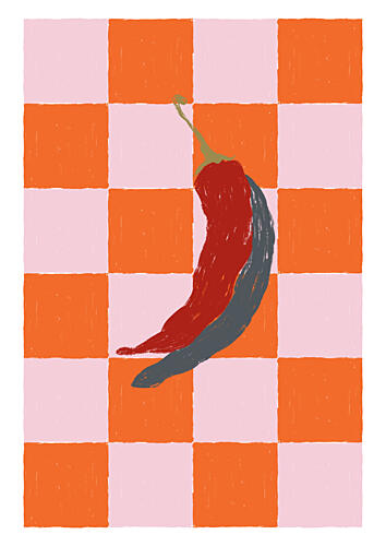 Hot Peppers Checkered Art Print