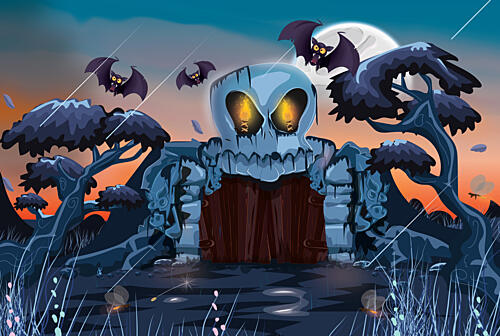 Moonlit Skull Gate Art Print