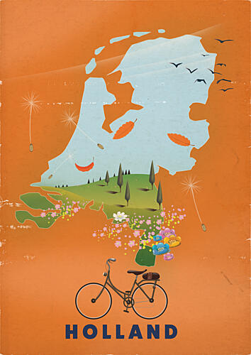 Holland Cycling Landscape Art Print