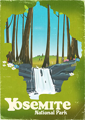 Yosemite Forest Waterfall Art Print