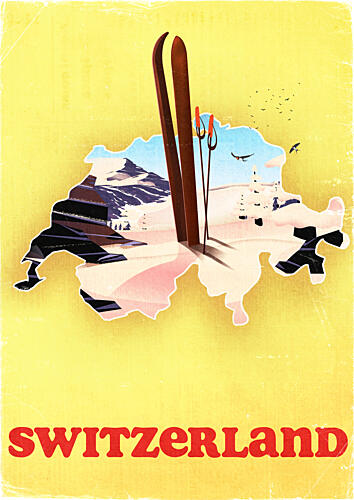 Switzerland Ski Adventure Art Print