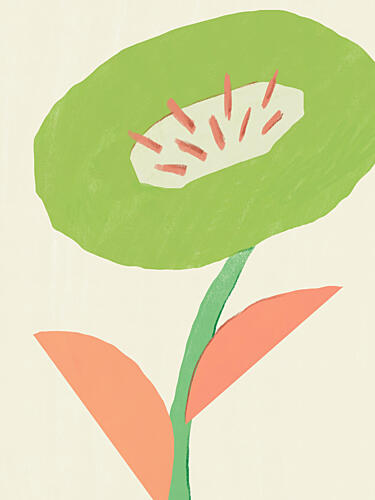 Abstract Green Flower Art Print