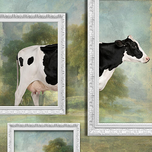 Whimsical Framed Cow Art Print