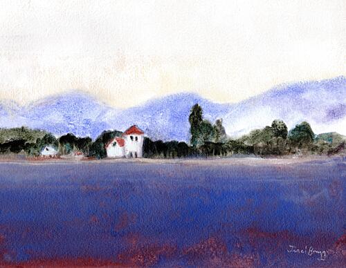 Serene Lakeside Landscape Art Print