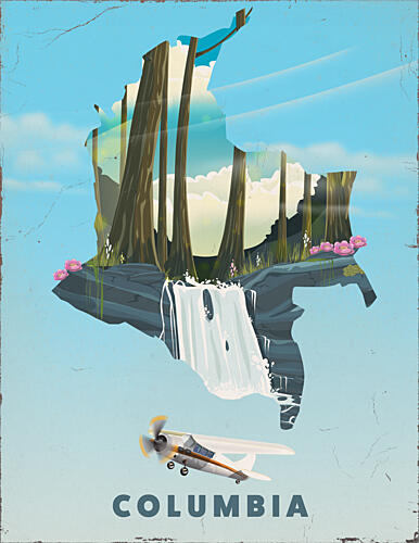 Colombia Map Adventure Art Print