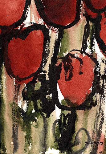 Moody Red Flowers Art Print