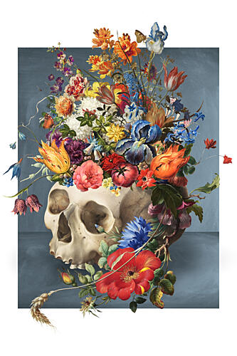 Vibrant Skull Bloom Art Print