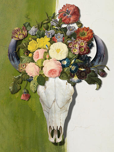 Blooming Bull Skull Art Print