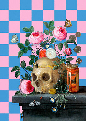 Eclectic Skull and Roses Art Print