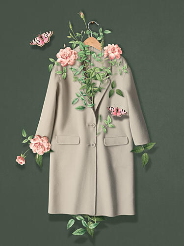 Floral Fashion Coat Art Print