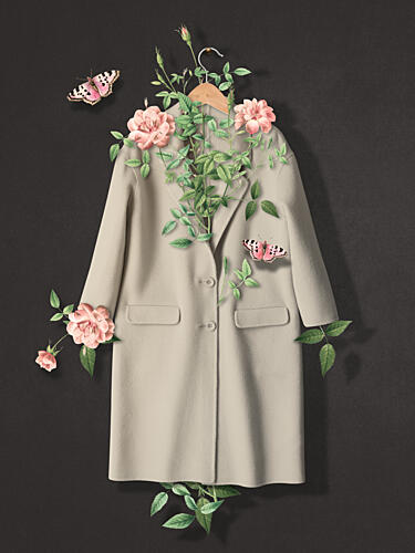 Elegant Floral Coat Art Print