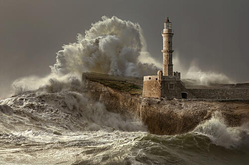 Crashing Waves Lighthouse Art Print
