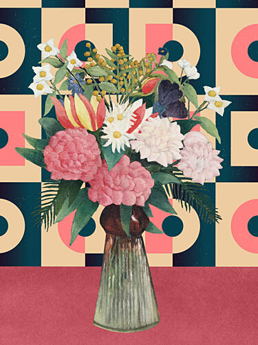 Vibrant Geometric Bouquet Art Print