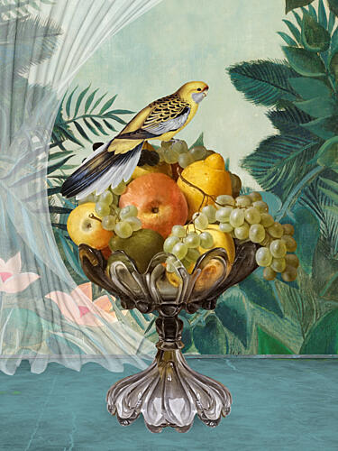 Exotic Bird Fruit Bowl Art Print