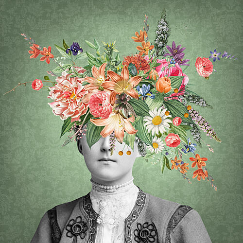 Surreal Floral Portrait Art Print