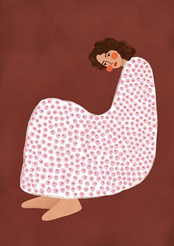 Cozy Dotted Woman Art Print by Lor Muller