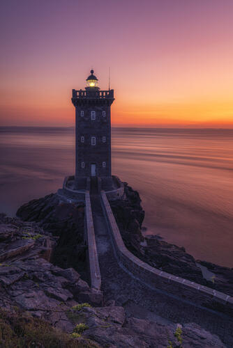 Serene Lighthouse Sunset Art Print