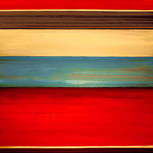 Red Blue Horizon Art Print by Vanessa Ryan