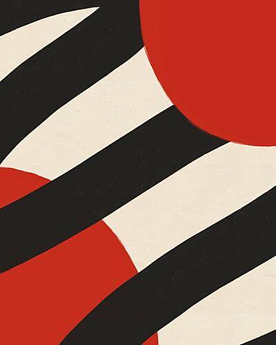Bold Red Geometric Art Print by Deepthi S