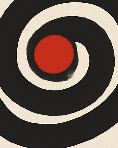 Bold Red Spiral Art Print by Deepthi S