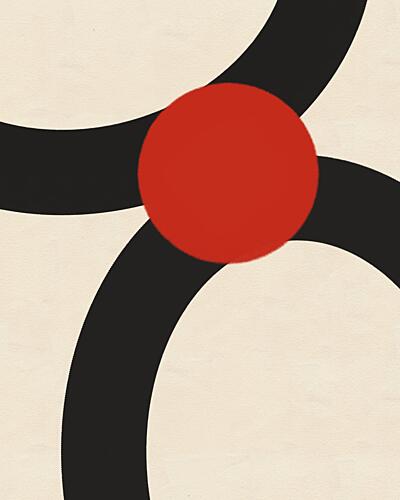 Bold Red Swirl Art Print by Deepthi S