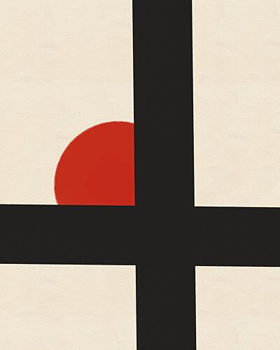 Geometric Red Sun Art Print by Deepthi S