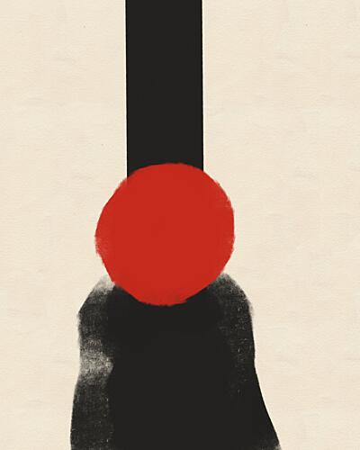 Red Circle Silhouette Art Print by Deepthi S