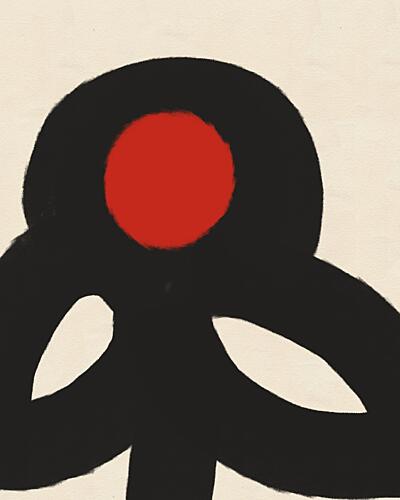 Minimal Red Black Shapes Art Print by Deepthi S
