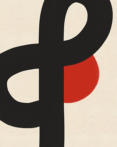 Red Circle Black Lines Art Print by Deepthi S