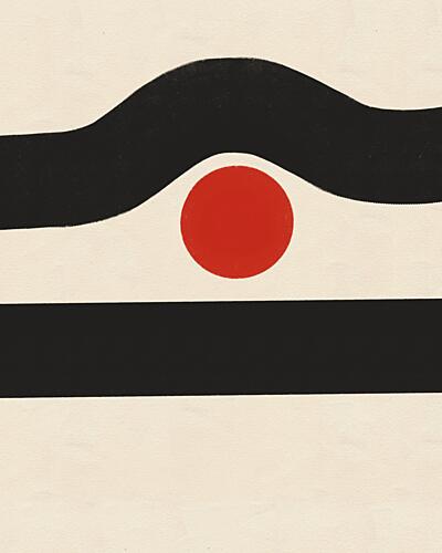 Black Lines Red Circle Art Print by Deepthi S