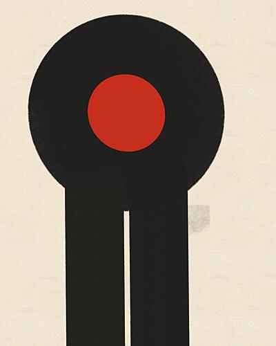 Abstract Figure Red Dot Art Print by Deepthi S