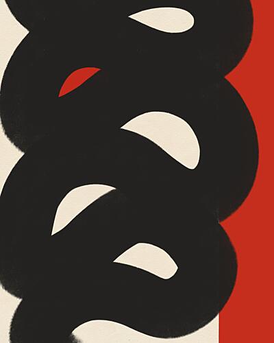 Bold Red Curves Art Print by Deepthi S