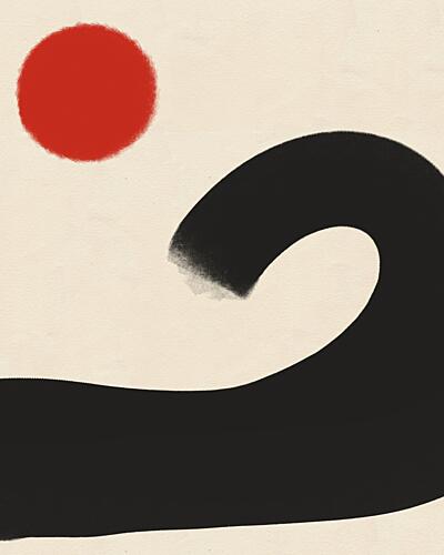 Red Sun Black Wave Art Print by Deepthi S