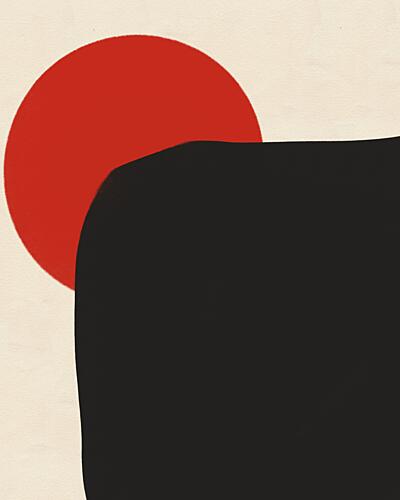 Red Sun Black Landscape Art Print by Deepthi S