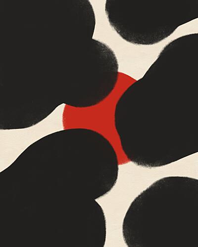 Organic Red Black Shapes Art Print by Deepthi S